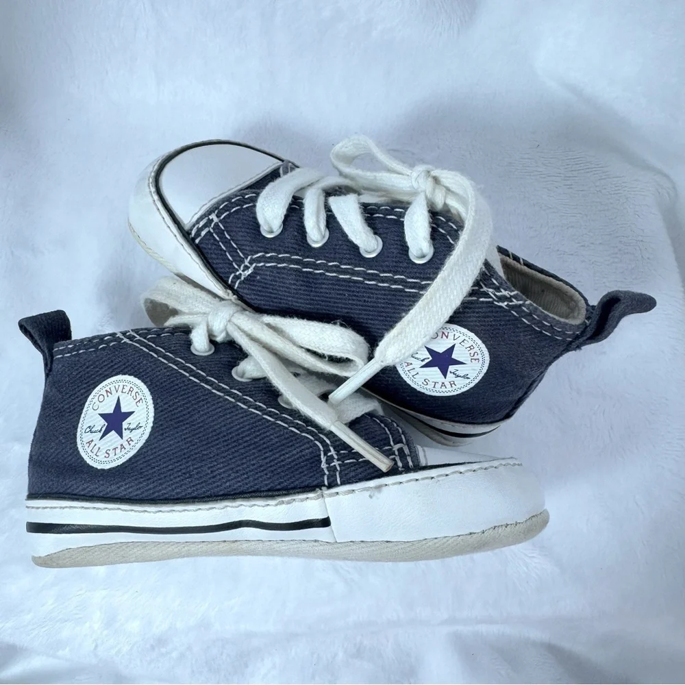 Converse All Star Chuck Taylors High Top Baby Sneakers Crib Shoes Navy Blue